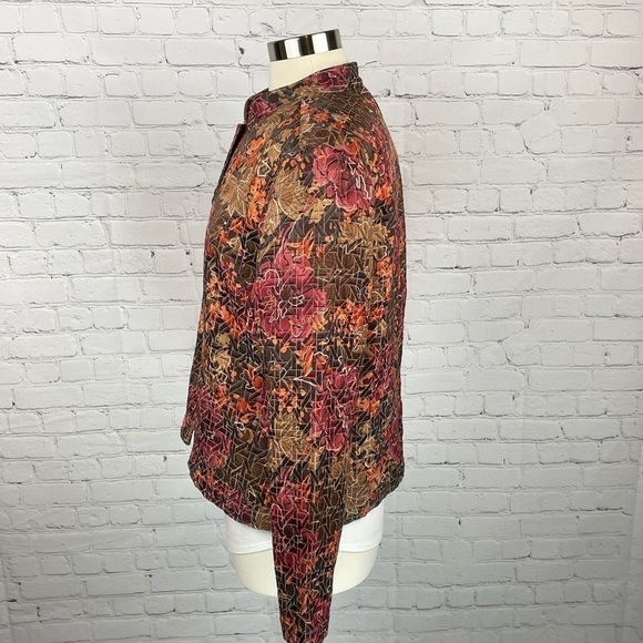 Christopher & Banks Floral/Leaf Pattern Mandarin Collar Blazer Size Large - Picture 4 of 13